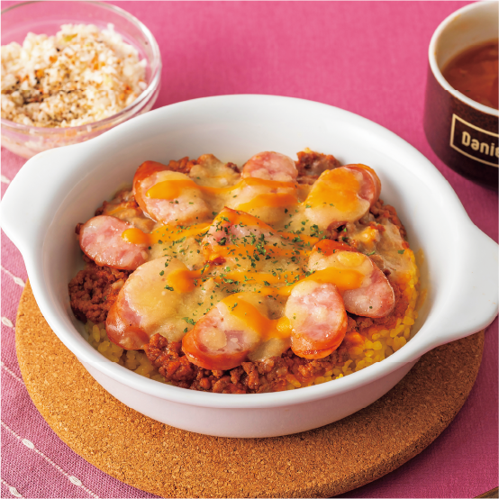 ソーセージWチーズミートドリア(スープ コールスロー付)