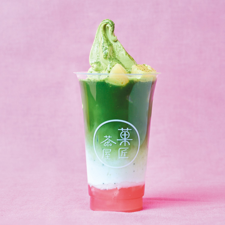 桃と抹茶のラテソフト