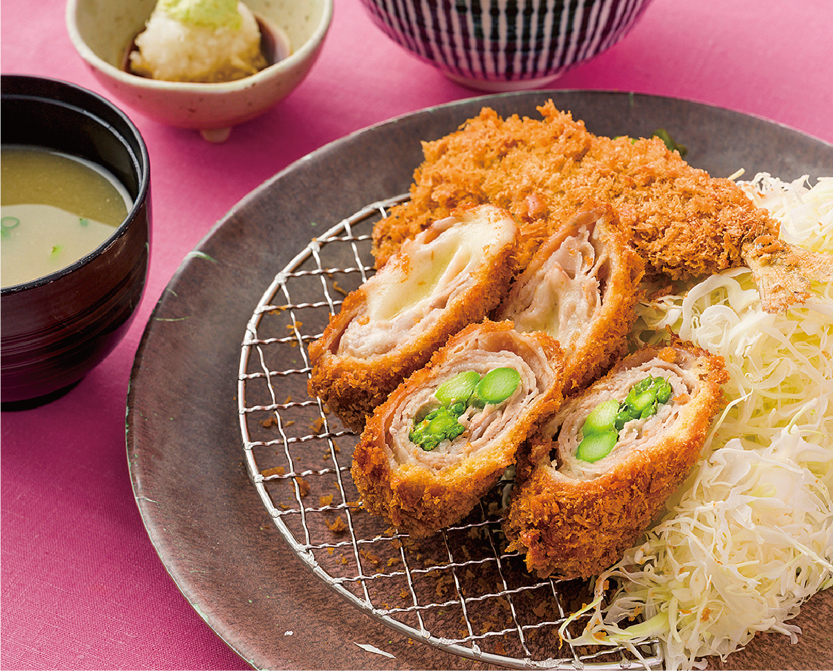 あじフライと巻カツ2種の盛り合わせ(アスパラ・チーズ)