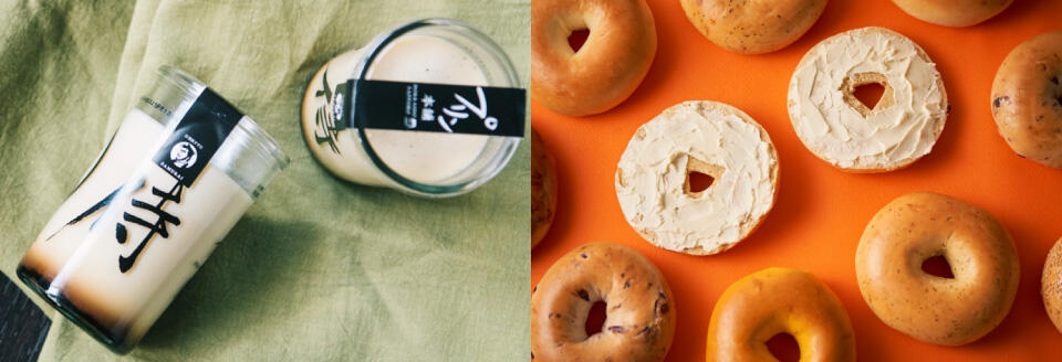 『プリン本舗』と『THE BAGEL STAND』の商品イメージ写真