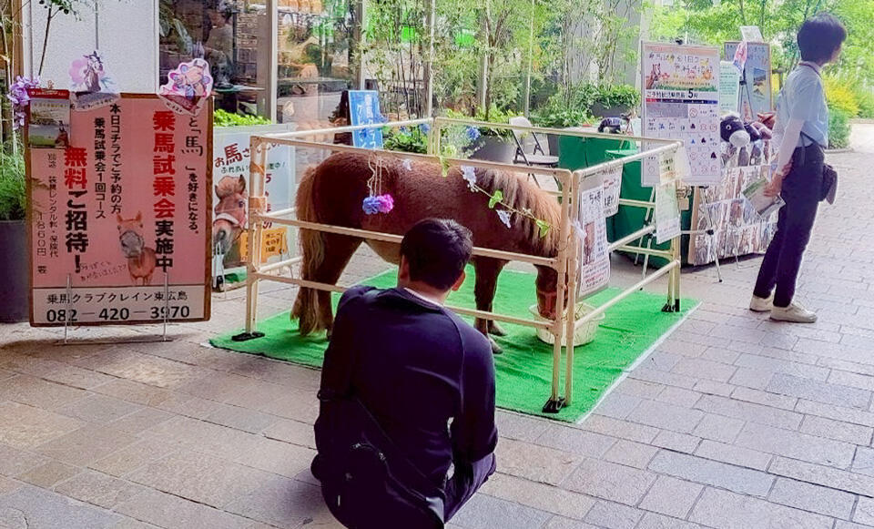 『ポニーふれあい』開催中のようす