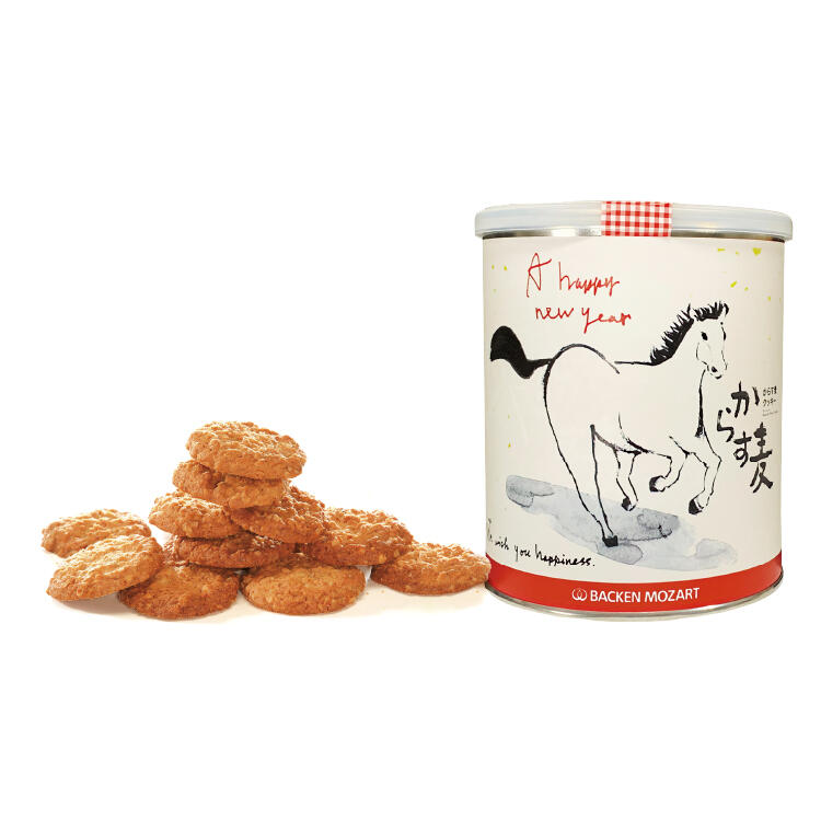 からす麦の焼きたてクッキー 干支パッケージ缶