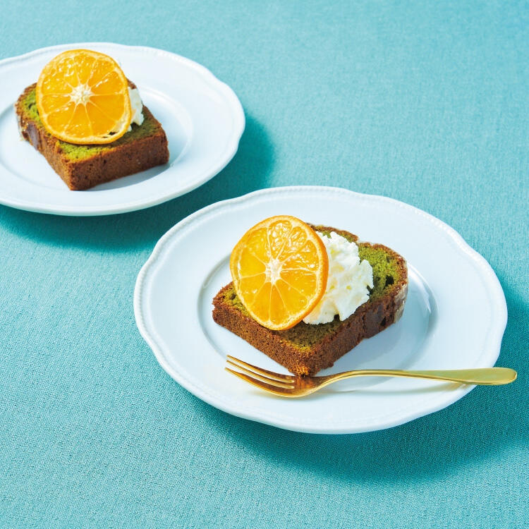抹茶とネーブルオレンジのパウンドケーキ