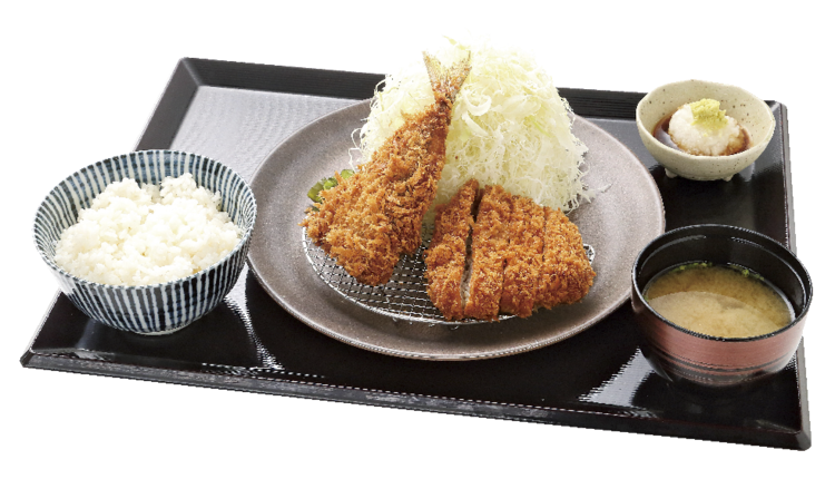 あじフライとロースかつ定食
