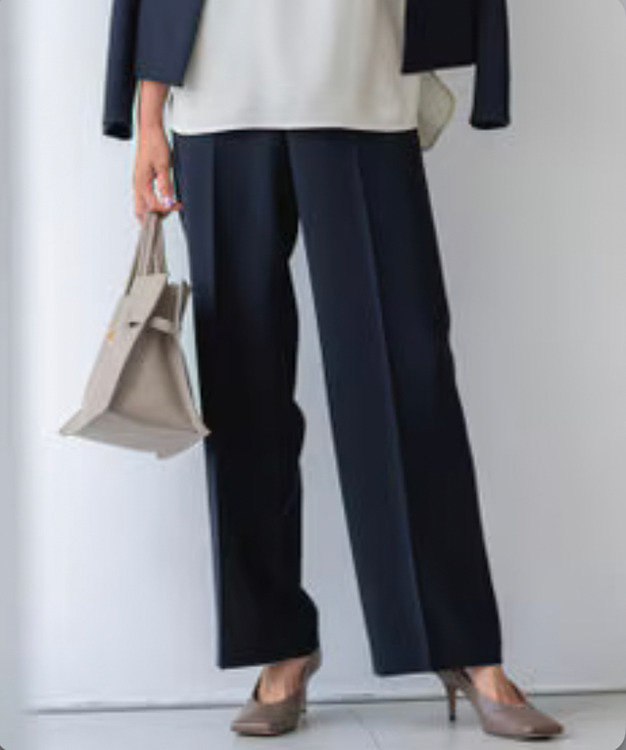 【23区】トリアセダブルジョーゼット　フルレングスパンツ