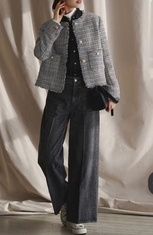 【23区】GIOLICA　ツィードノーカラーボタンジャケット