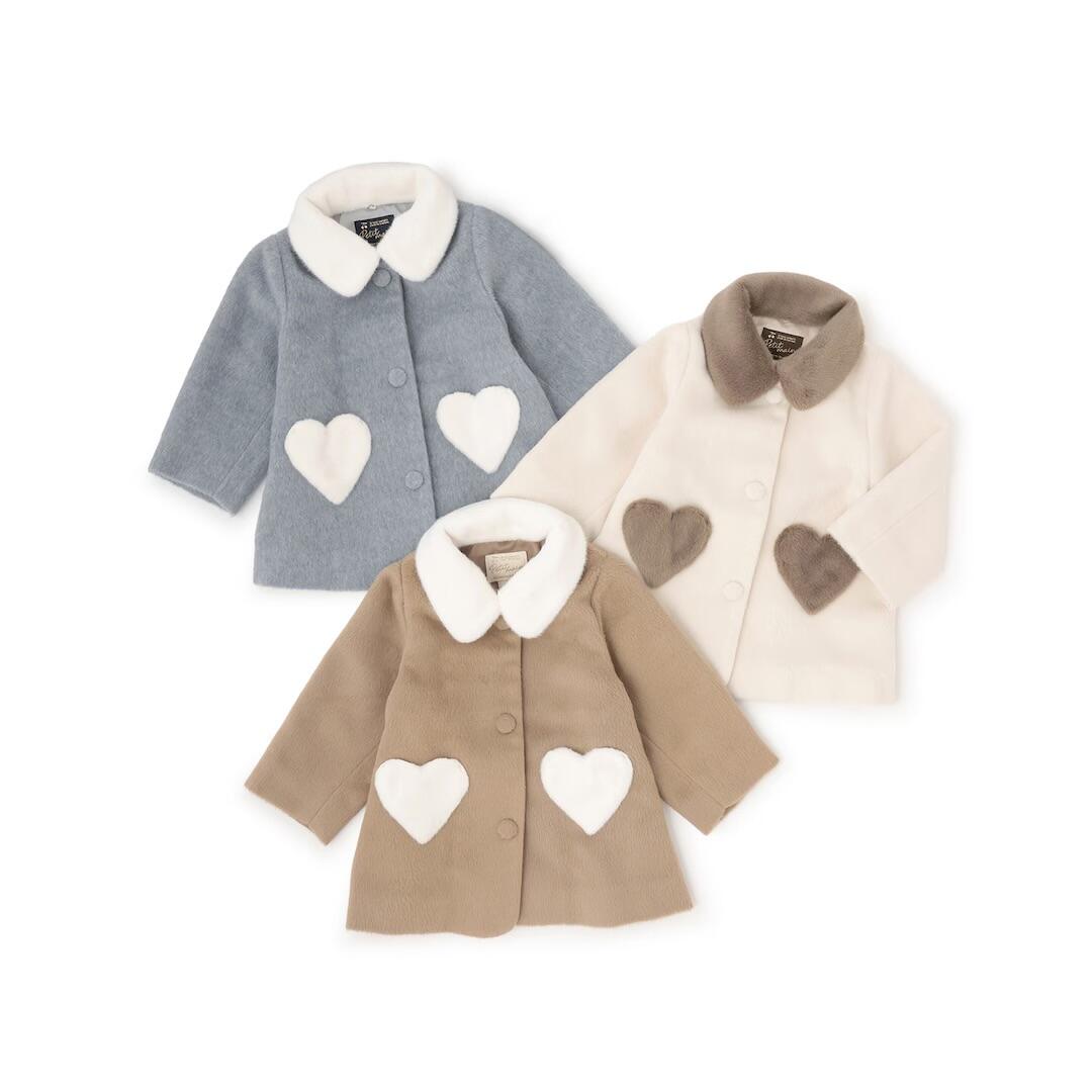 【petit main】ファー衿ハートポケットコート