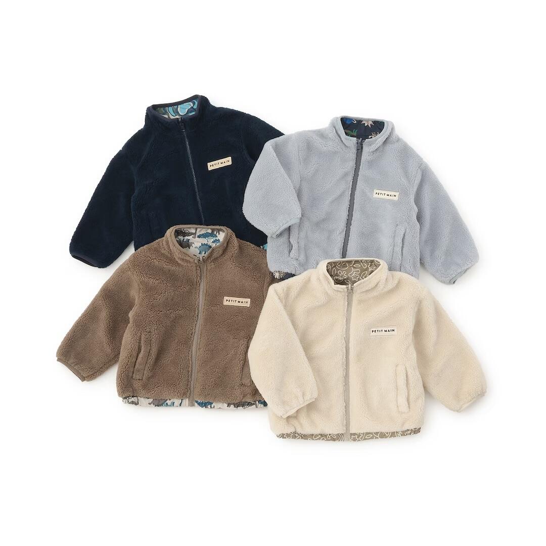 【petit main】【撥水加工】柄×ボアブルゾン